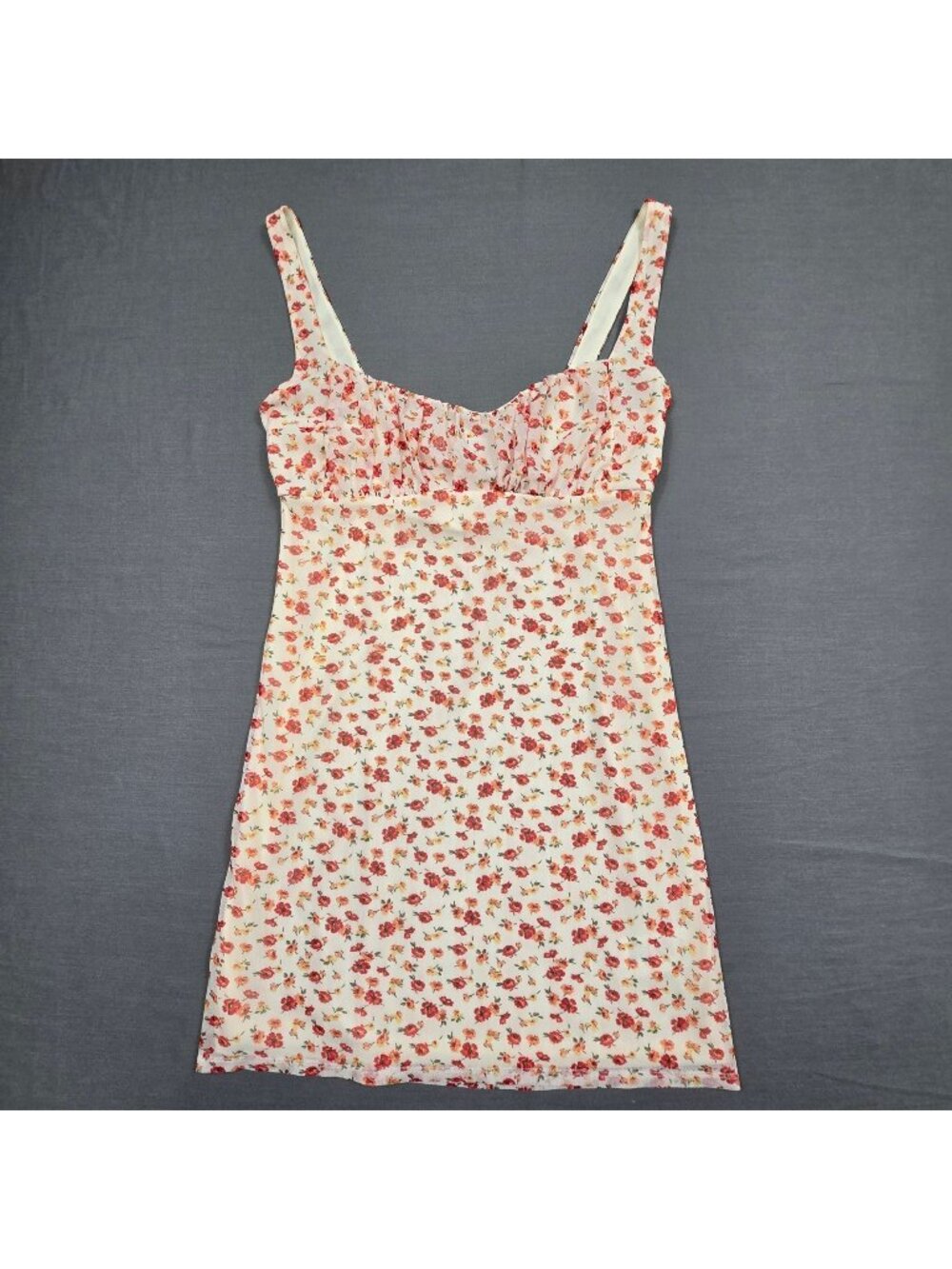 NEW Urban Outfitters Y2K Large Floral Mini Dress Red/White Skater Babydoll
